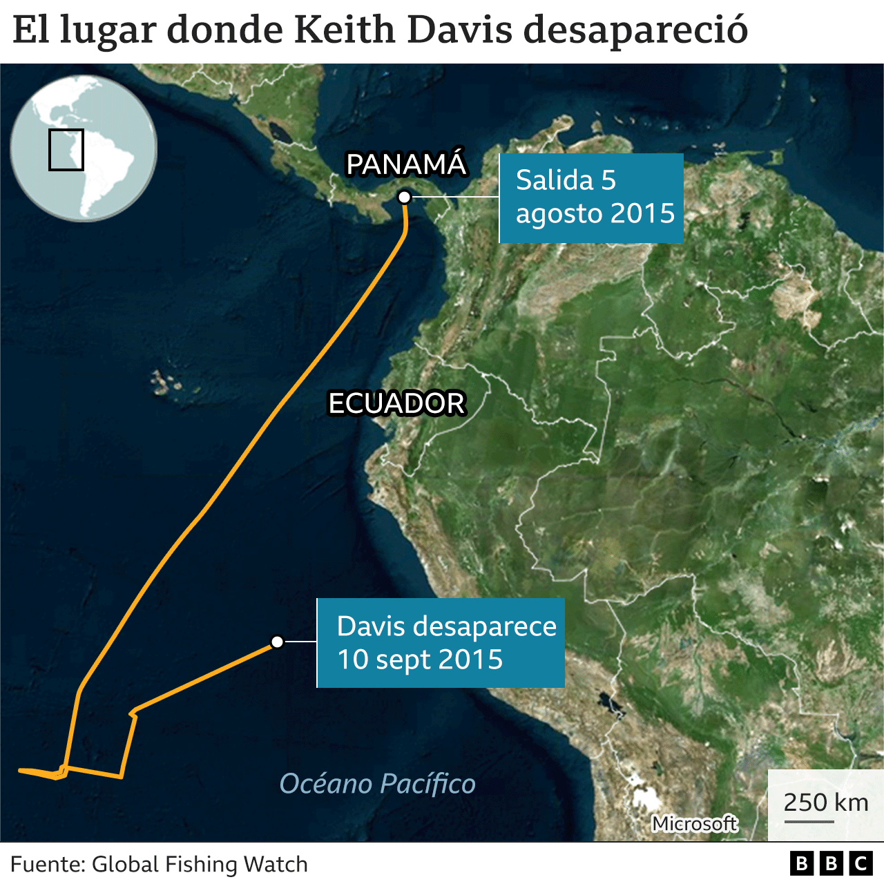 Mapa del lugar donde desapareció Keith Davis